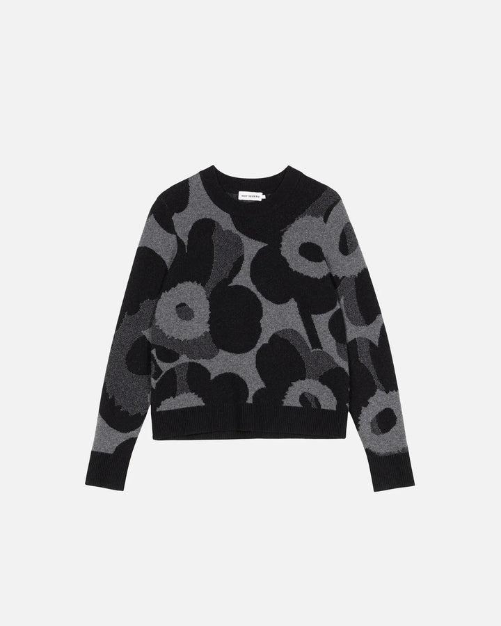 Aukio Unikko Cashmere Sweater | Black, Charcoal - pirkko. Marimekko