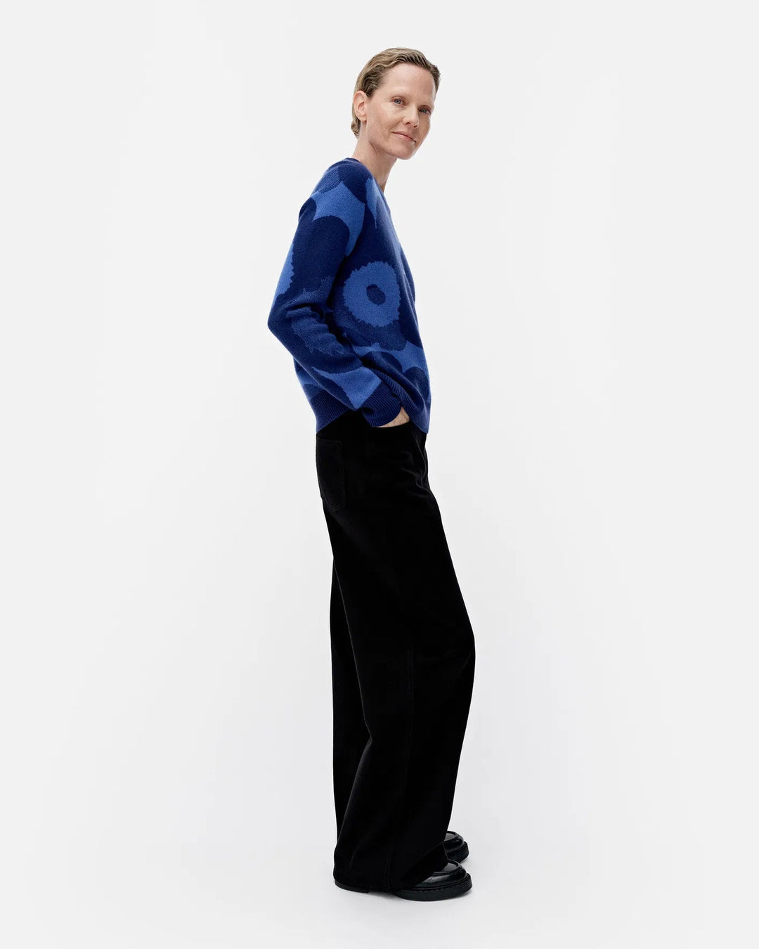 Aukio Unikko Cashmere Sweater | Navy, Blue - pirkko. Marimekko