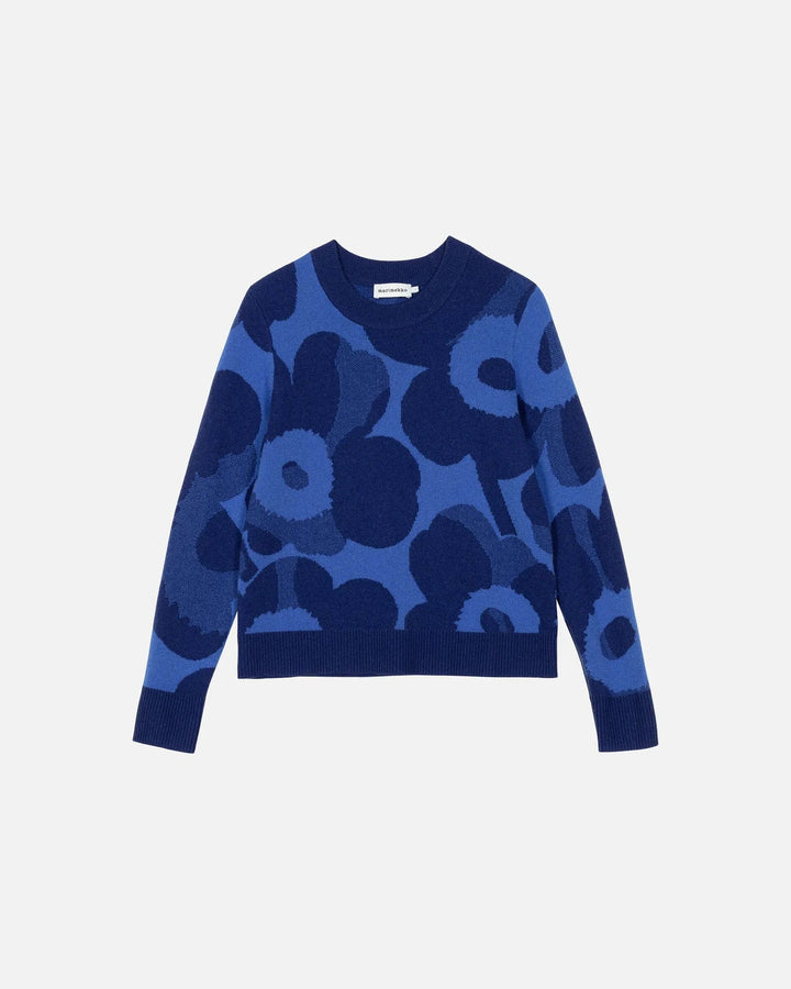 Aukio Unikko Cashmere Sweater | Navy, Blue - pirkko. Marimekko