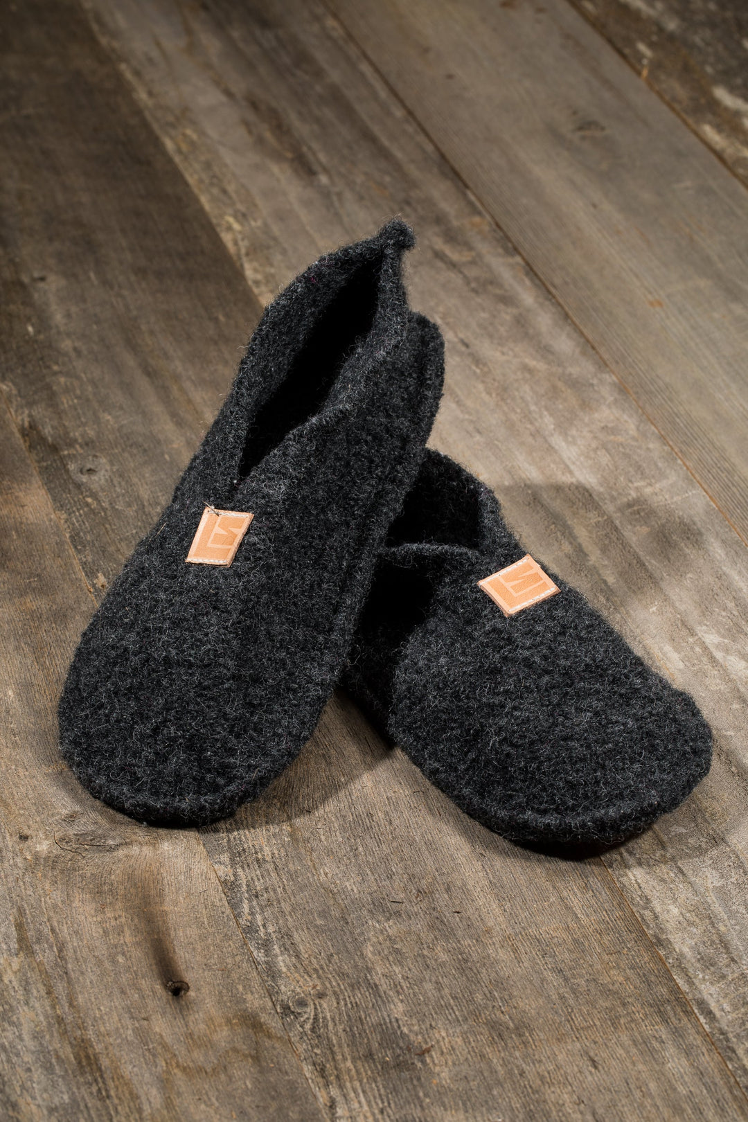 Boiled Wool Slippers, Charcoal - pirkko. LIISA SALMIVAARA