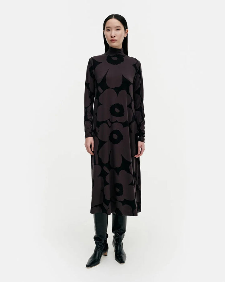 Cavea Unikko Jersey Dress | Black/Dark Grey - pirkko. Marimekko