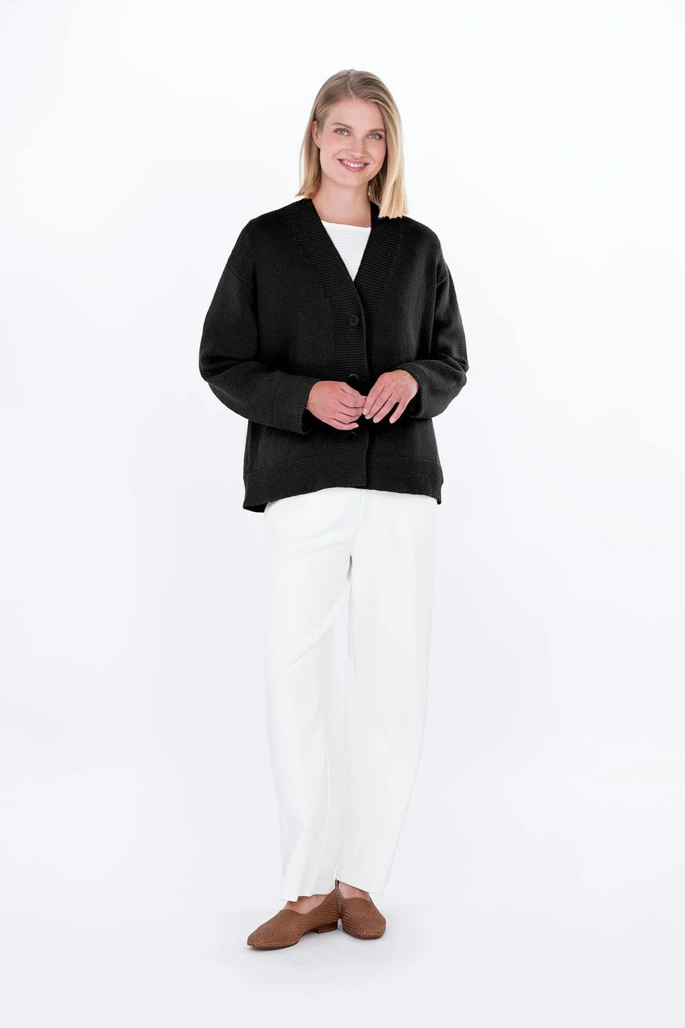 Falla Finland | Karviainen Cotton Knit Cardigan | Black - pirkko. Falla Finland