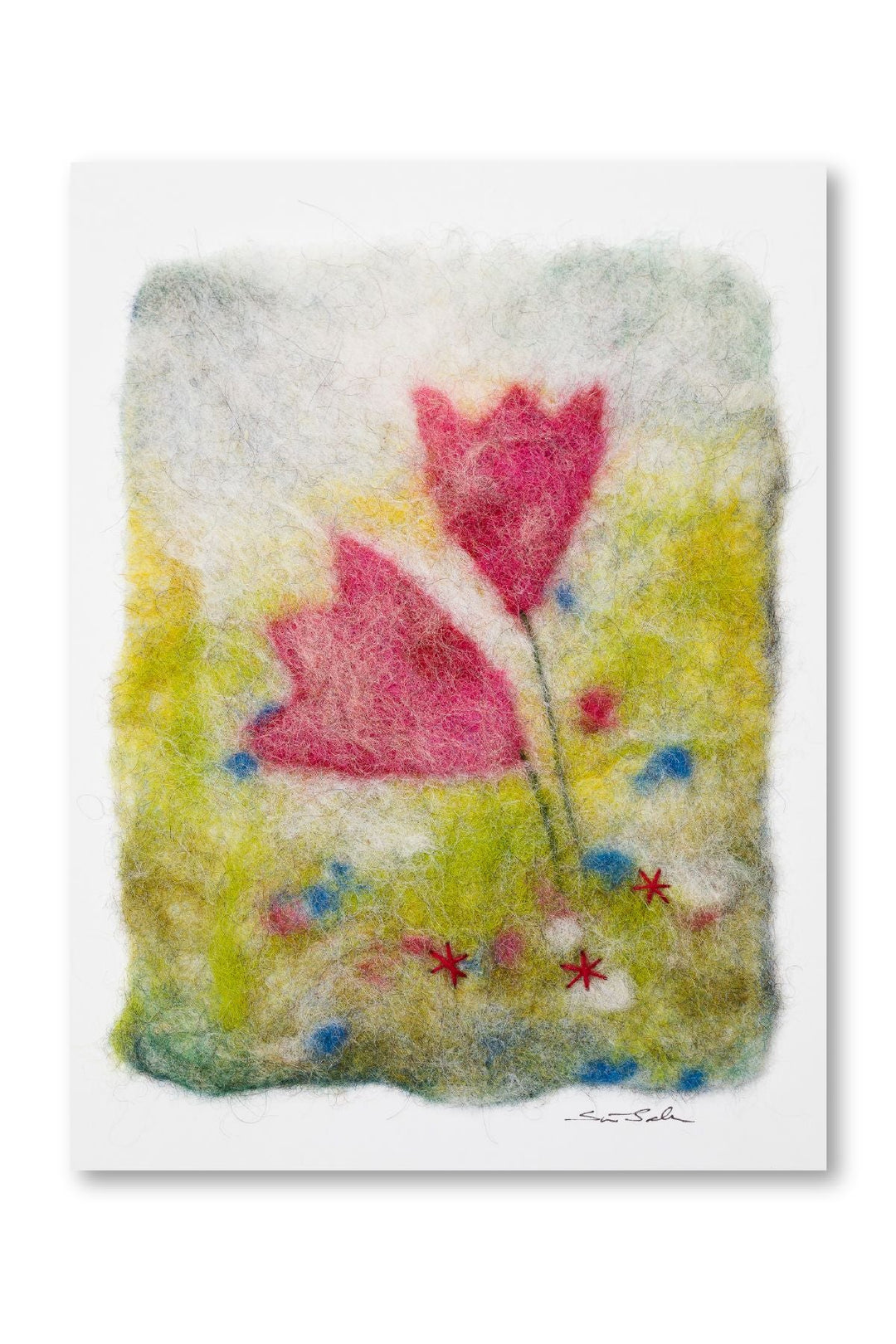 Finnish Felted Cards: Pink Tulips - pirkko. pirkko.