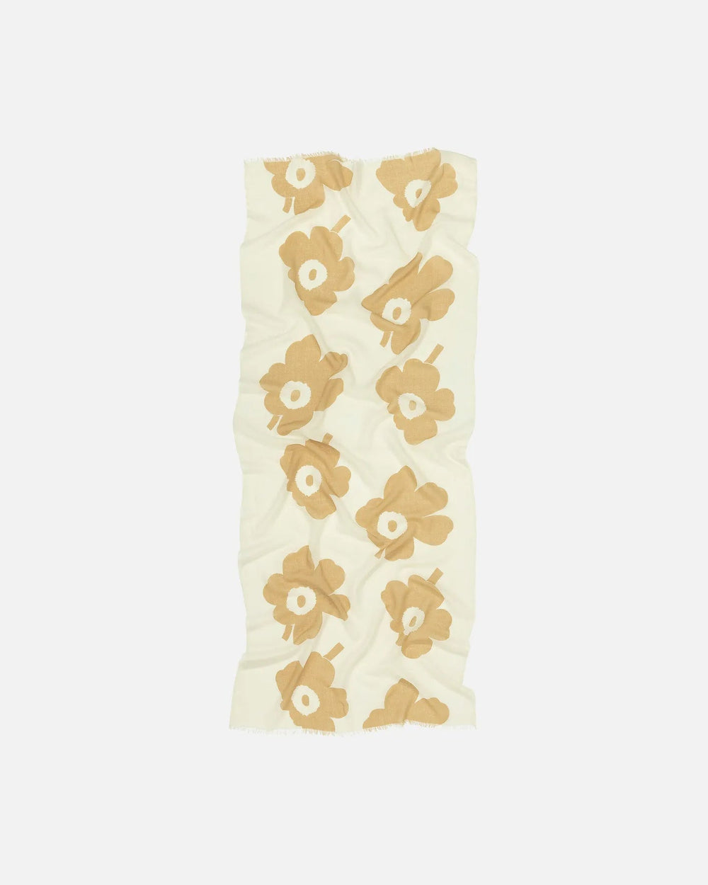 Fiore Juhla Unikko Wool Scarf | Soft Yellow, Off - white | 28" x 72" - pirkko. Marimekko