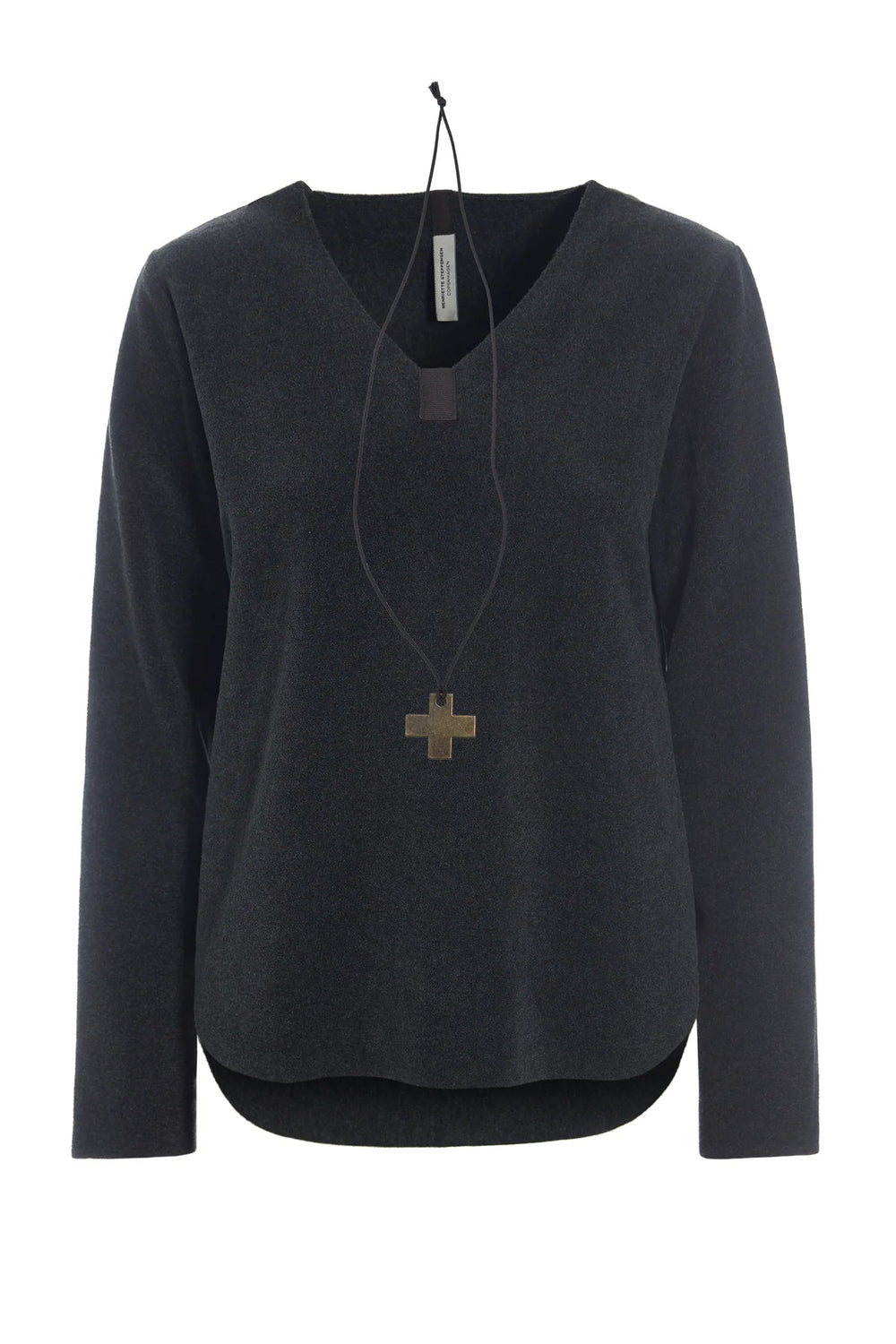 Henriette Cozy Fleece V - Neck | Soft Black - pirkko. HENRIETTE STEFFENSEN