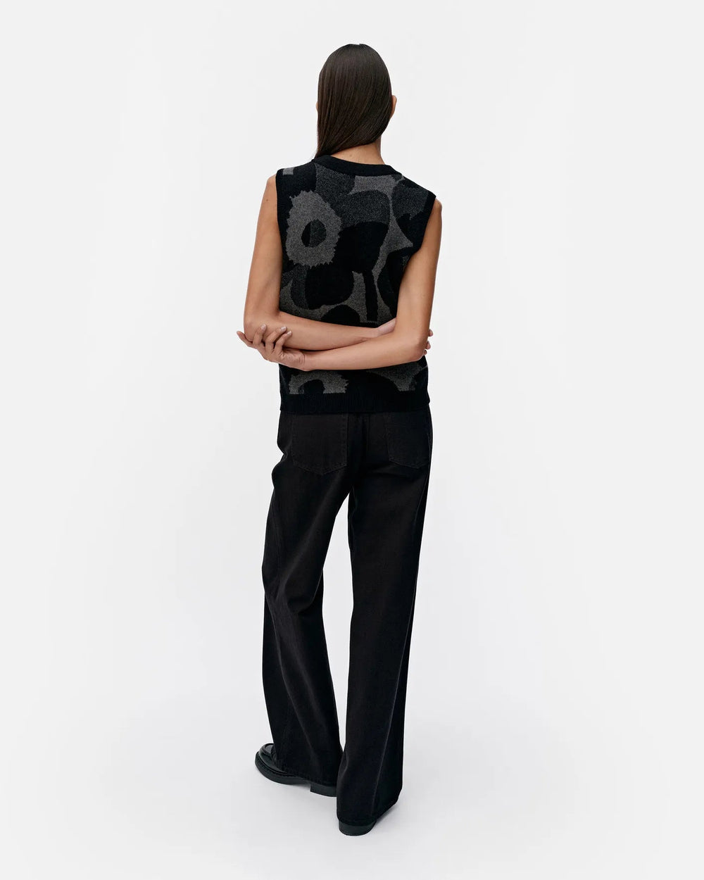 Joukko Unikko Cashmere Sweater Vest | Black, Charcoal - pirkko. Marimekko