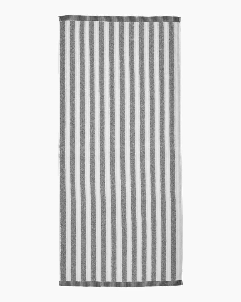 Kaksi Raitaa Bath Towel, White/Grey, 28"x59" - pirkko. Marimekko