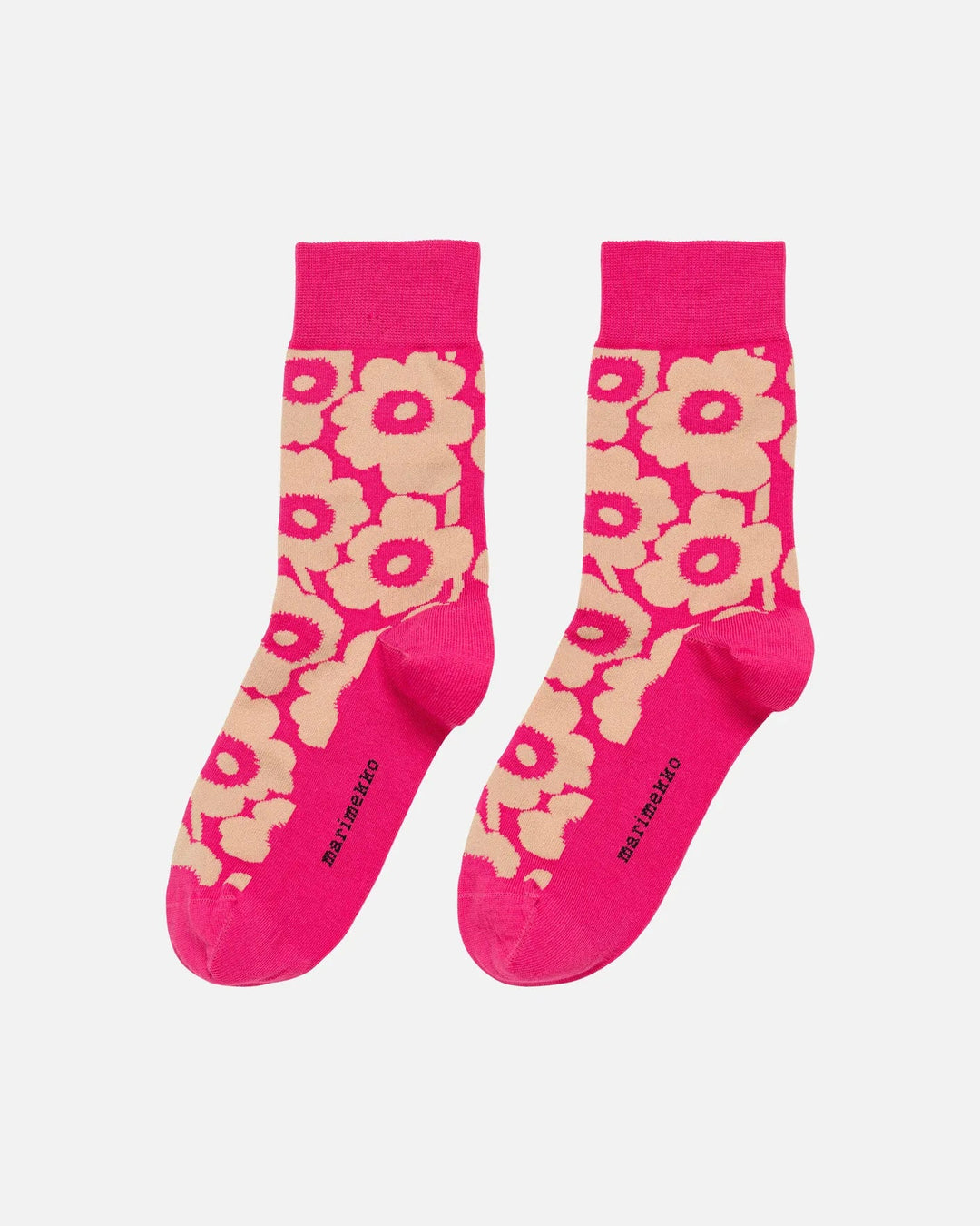 Kirmailla Unikko Socks, Fuchsia/ Beige - pirkko. Marimekko