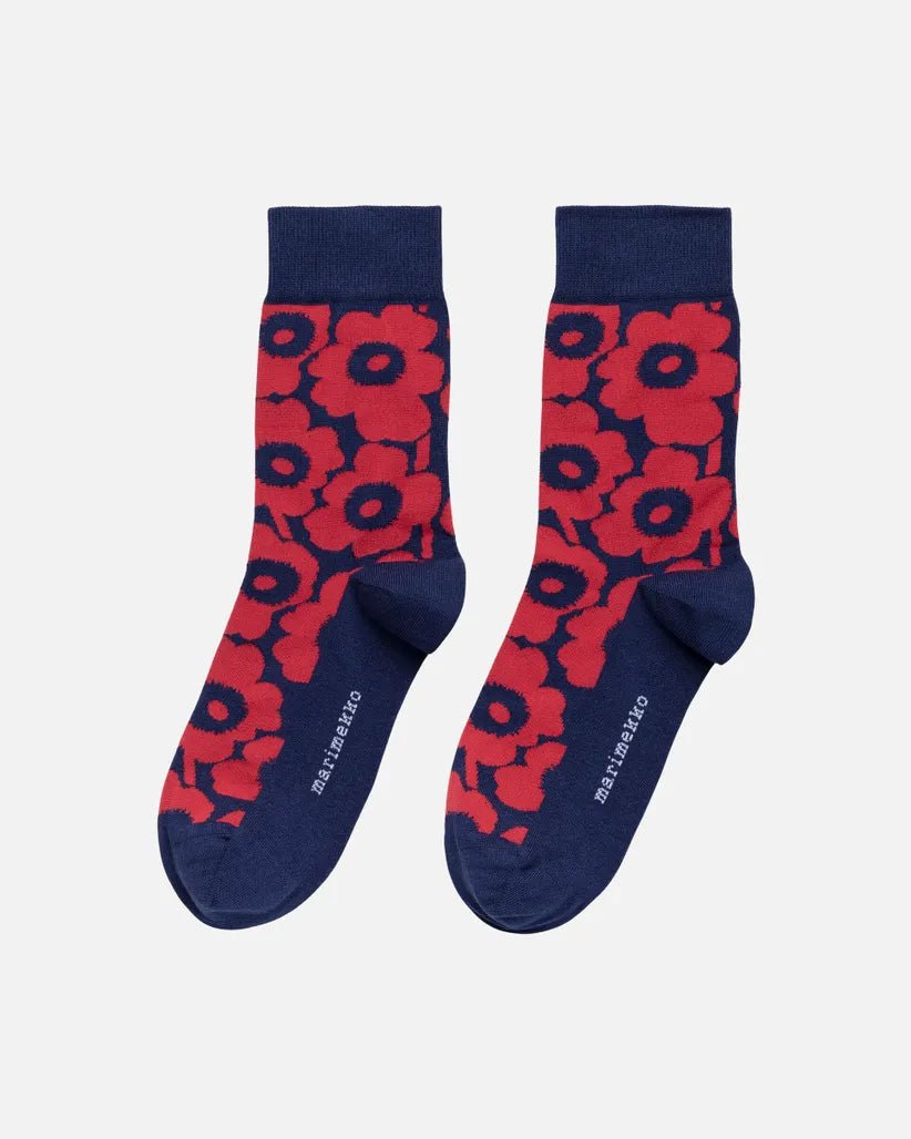 Kirmailla Unikko Socks, Red/Dk Navy - pirkko. Marimekko