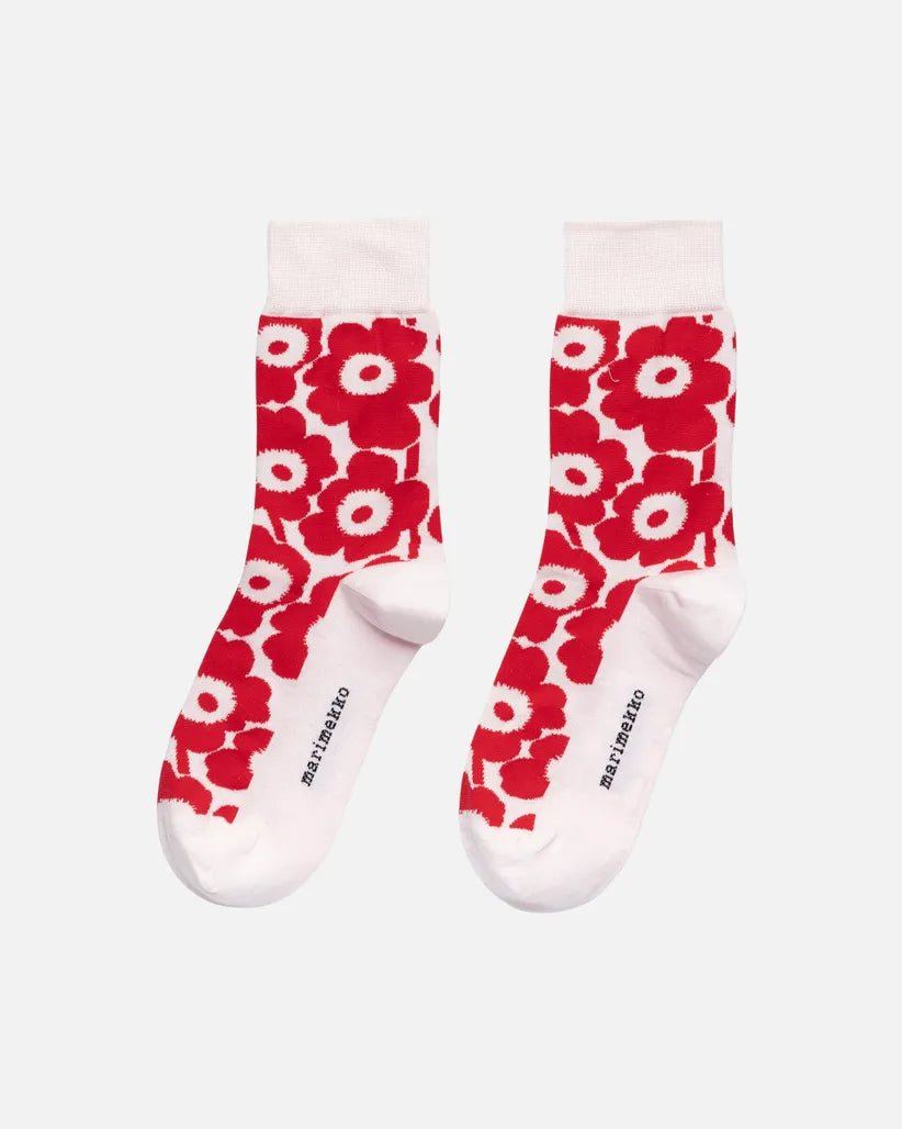 Kirmailla Unikko Socks, Red/Lt Pink - pirkko. Marimekko