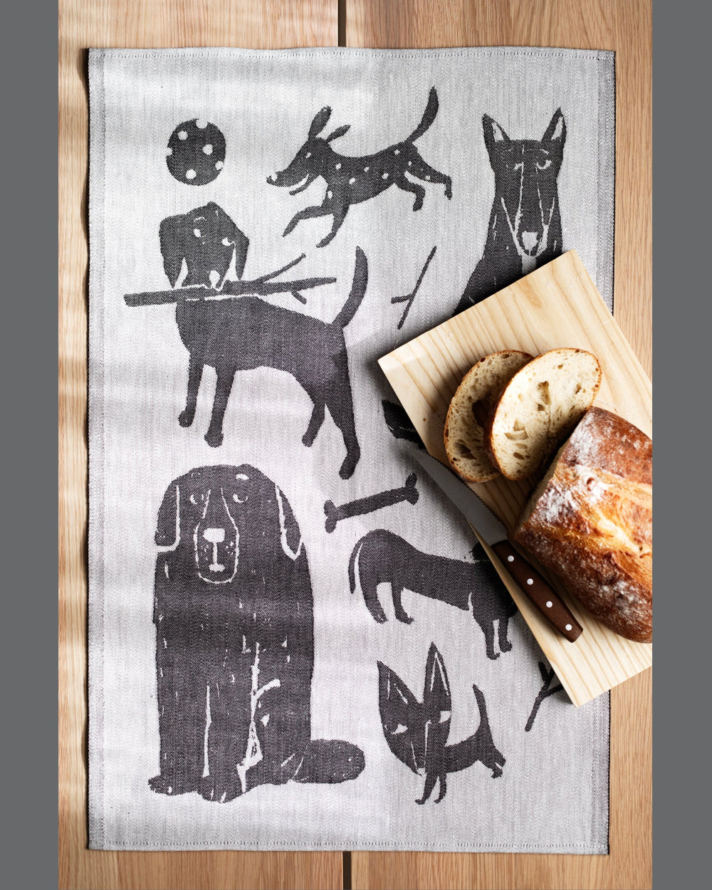 Koirapuisto Tea Towel, White/Black - pirkko. Lapuan Kankurit