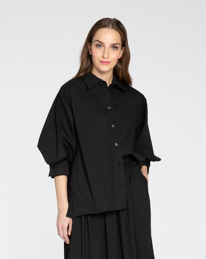 Kuusama 3/4 Sleeve Mondo Blouse, Black - pirkko. Kuusama