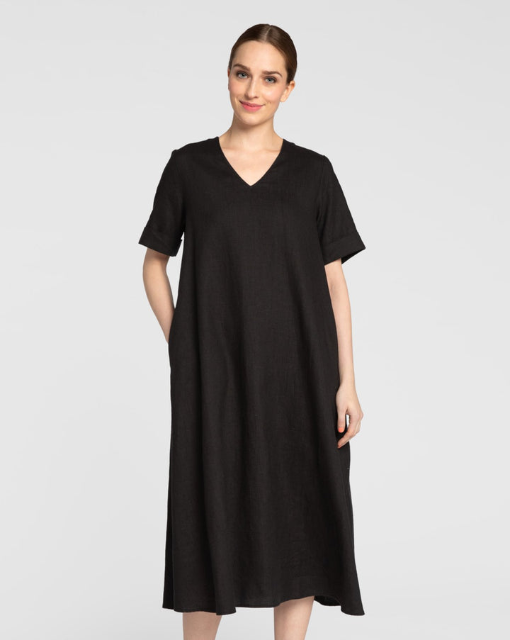 Kuusama Liv Linen Dress | Black - pirkko. Kuusama