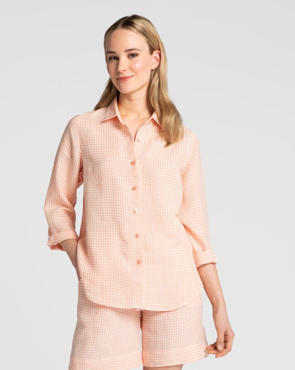 Kuusama Mindy Linen Shirt | White/Peach - pirkko. Kuusama