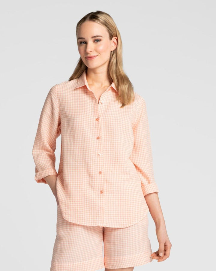 Kuusama Mindy Linen Shirt | White/Peach - pirkko. Kuusama