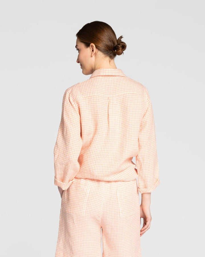 Kuusama Mindy Linen Shirt | White/Peach - pirkko. Kuusama