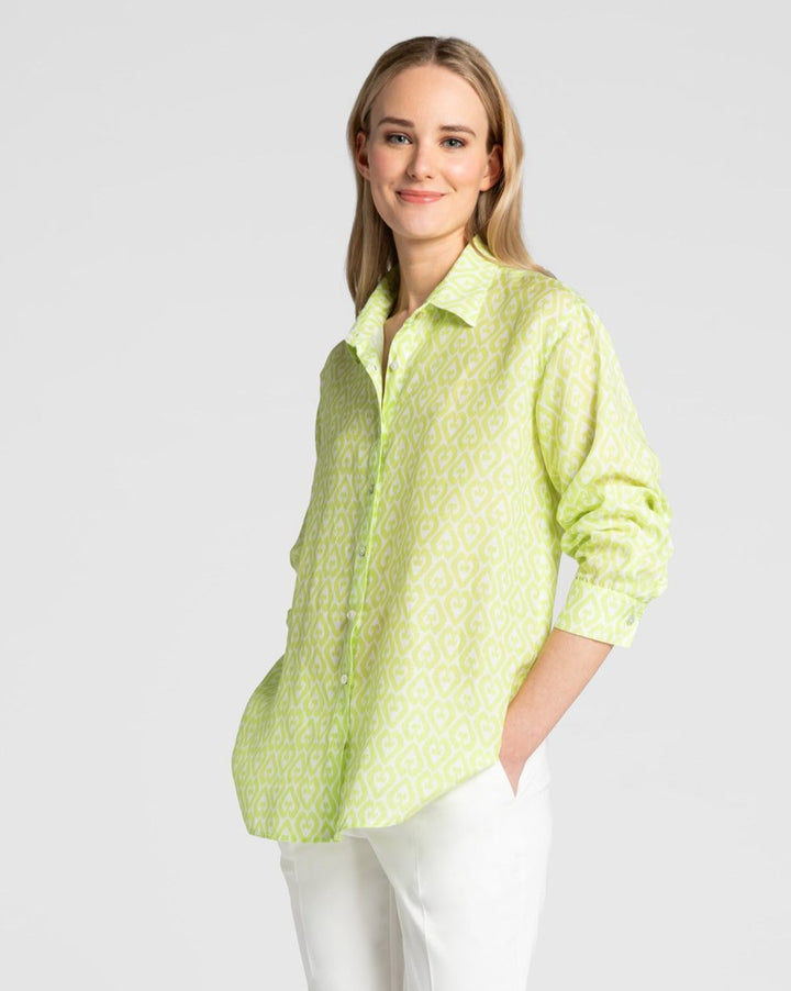 Kuusama Molly Shirt | White/Green - pirkko. Kuusama