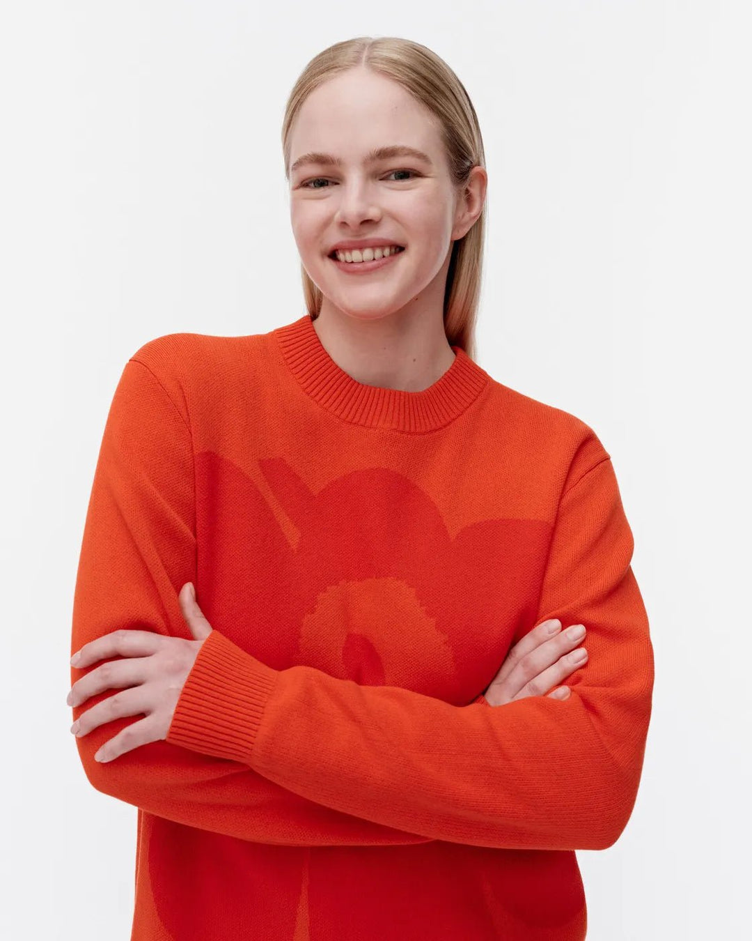 Lasi Unikko Cotton Sweater | Coral Red - pirkko. Marimekko