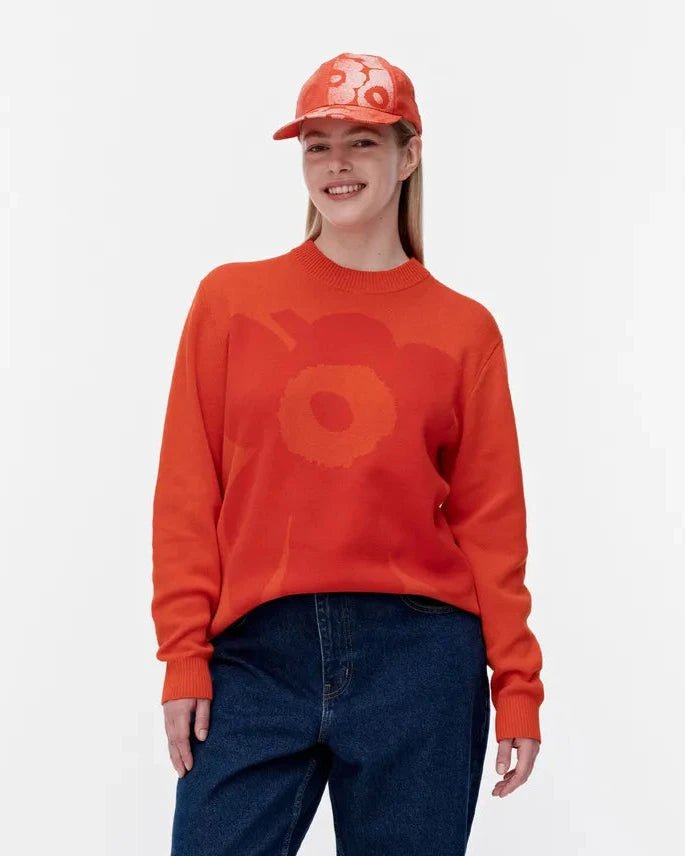 Lasi Unikko Cotton Sweater | Coral Red - pirkko. Marimekko