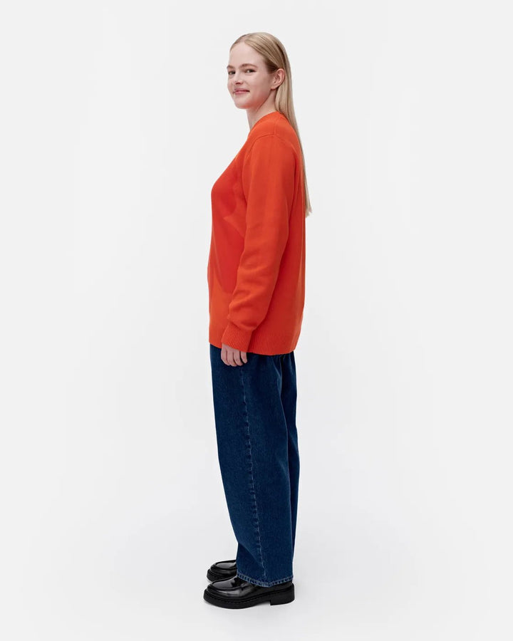 Lasi Unikko Cotton Sweater | Coral Red - pirkko. Marimekko