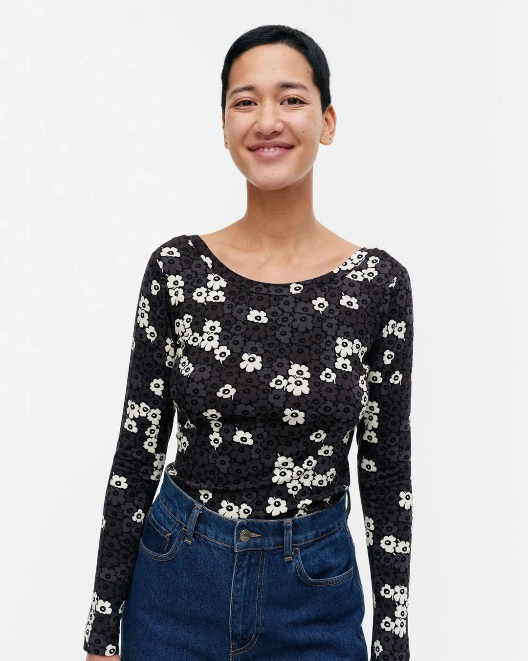 Liaani Pikkuinen Unikko Jersey Top | Black Multi - pirkko. Marimekko