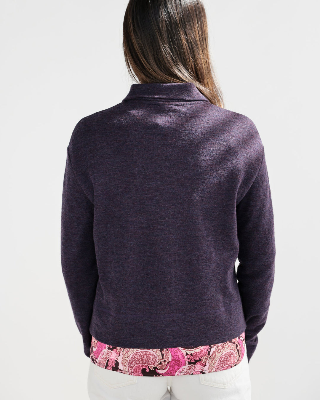 Light Weight Merino Rib Cardigan, Plum Melange - pirkko. by basics