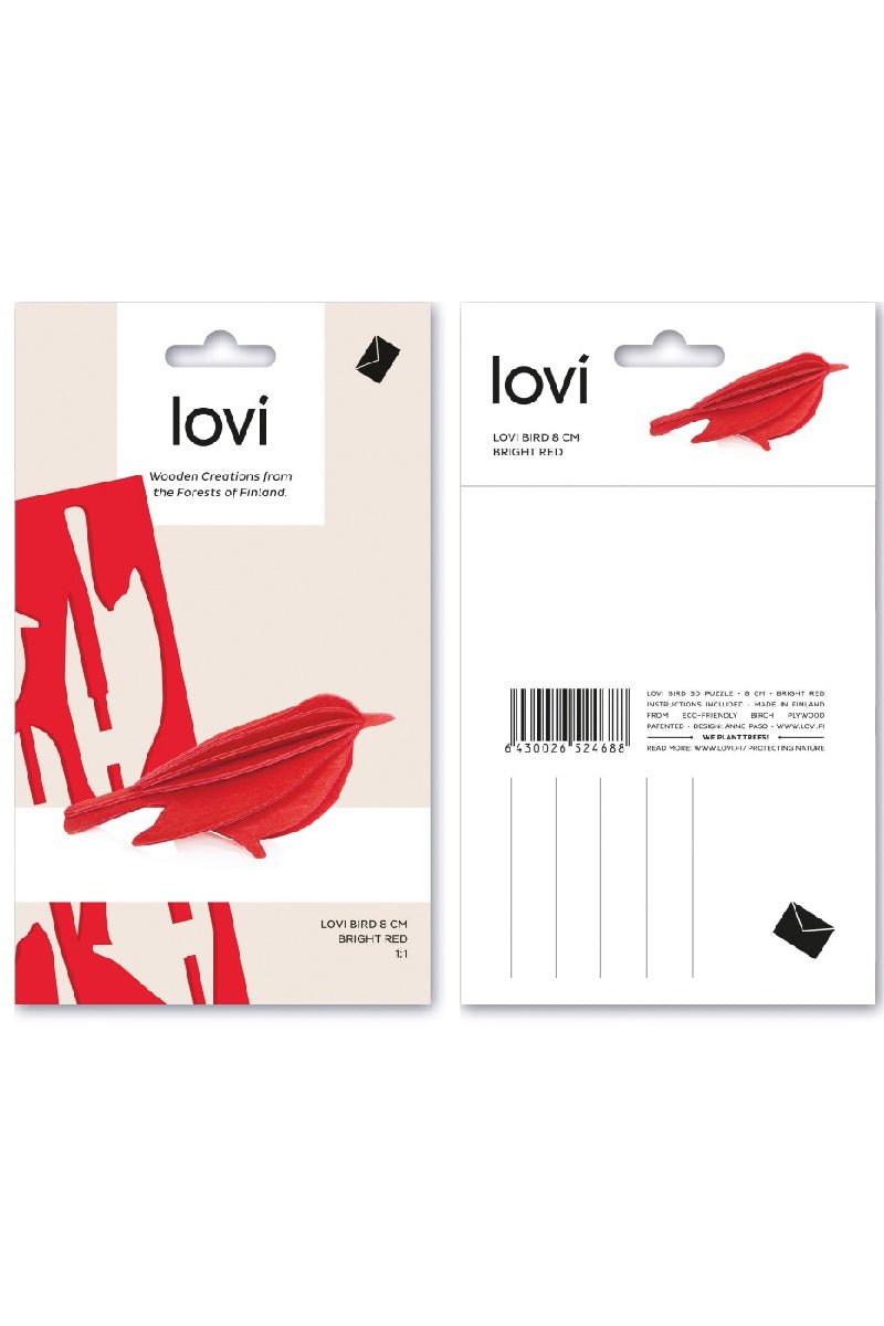 Lovi Bird 12 cm, Bright Red - pirkko. LOVI