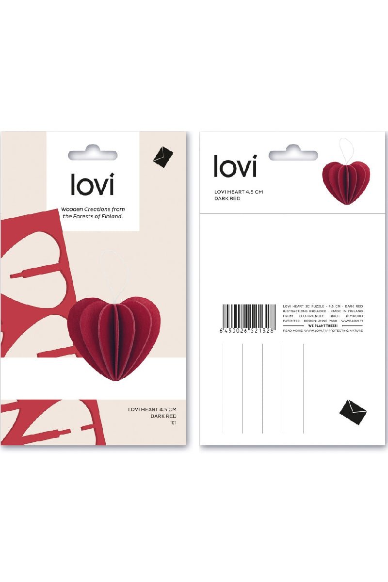 Lovi Heart 4.5 cm, Bright Red - pirkko. LOVI