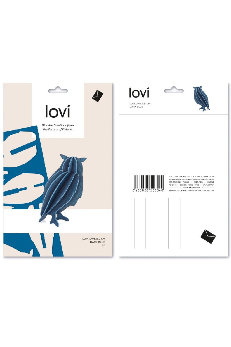 Lovi Owl 9.5 cm, Dark Blue - pirkko. LOVI