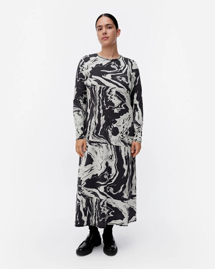 Lumeeni Marras Knit Dress | Black/Light Grey - pirkko. Marimekko