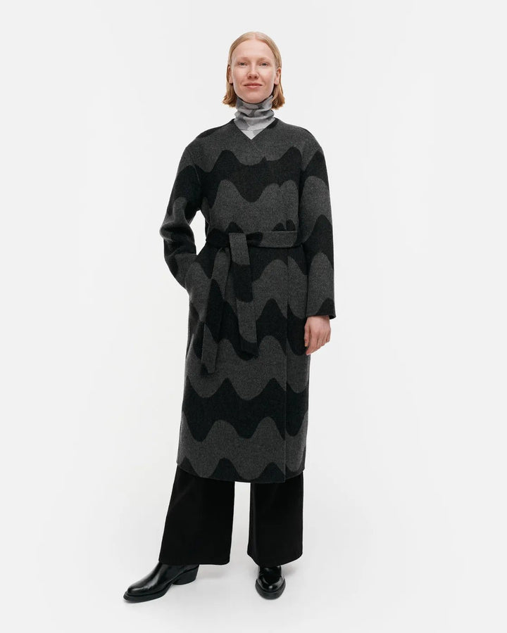 Marimekko | Elfa Lokki Wool Coat | Dark Grey - pirkko. Marimekko