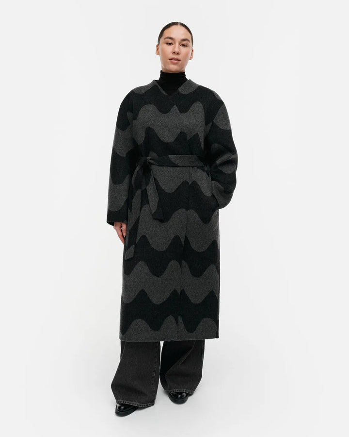 Marimekko | Elfa Lokki Wool Coat | Dark Grey - pirkko. Marimekko