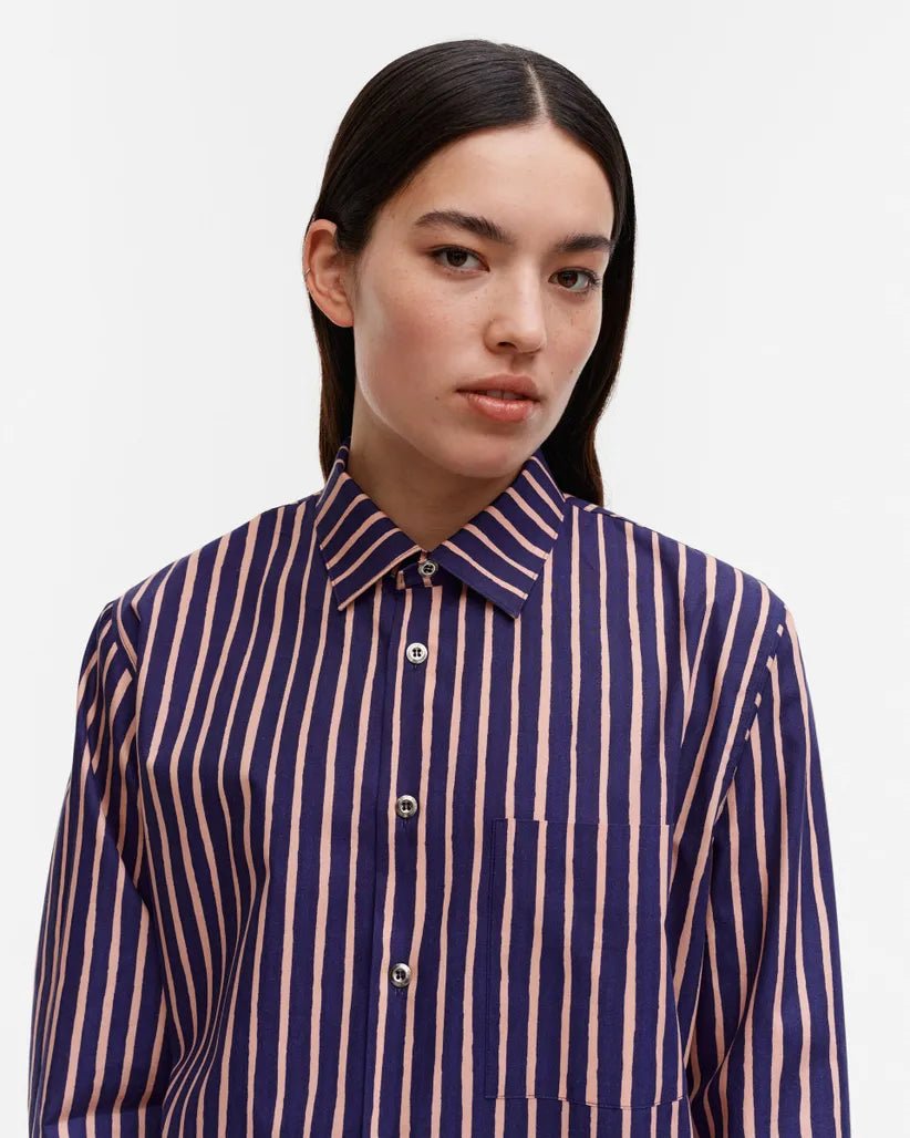 Marimekko | Jokapoika Shirt | Navy, Pink - pirkko. Marimekko