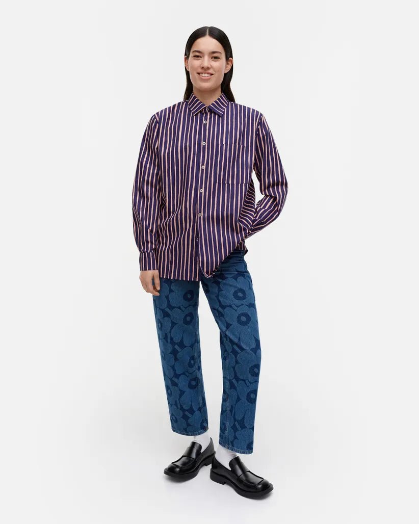 Marimekko | Jokapoika Shirt | Navy, Pink - pirkko. Marimekko