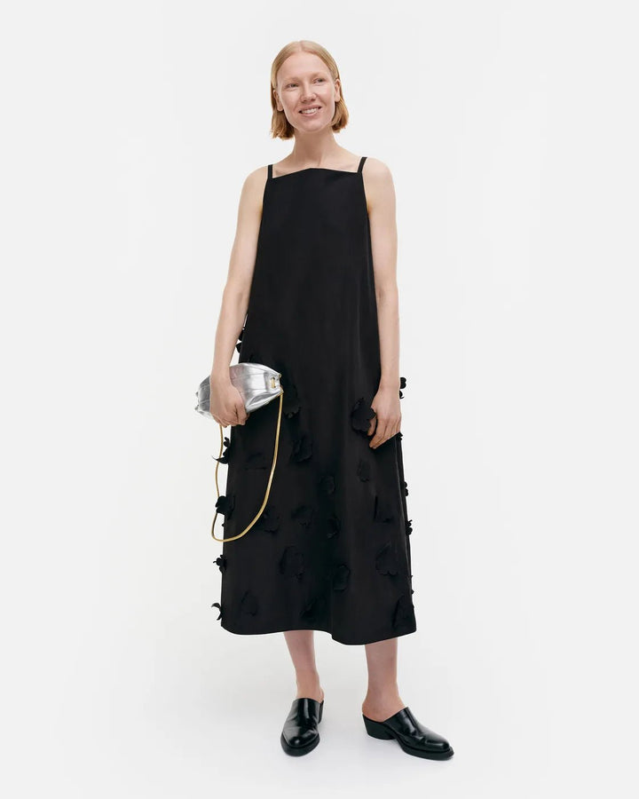 Marimekko | Juhlissa Unikko Sleeveless Tafetta Dress | Black - pirkko. Marimekko