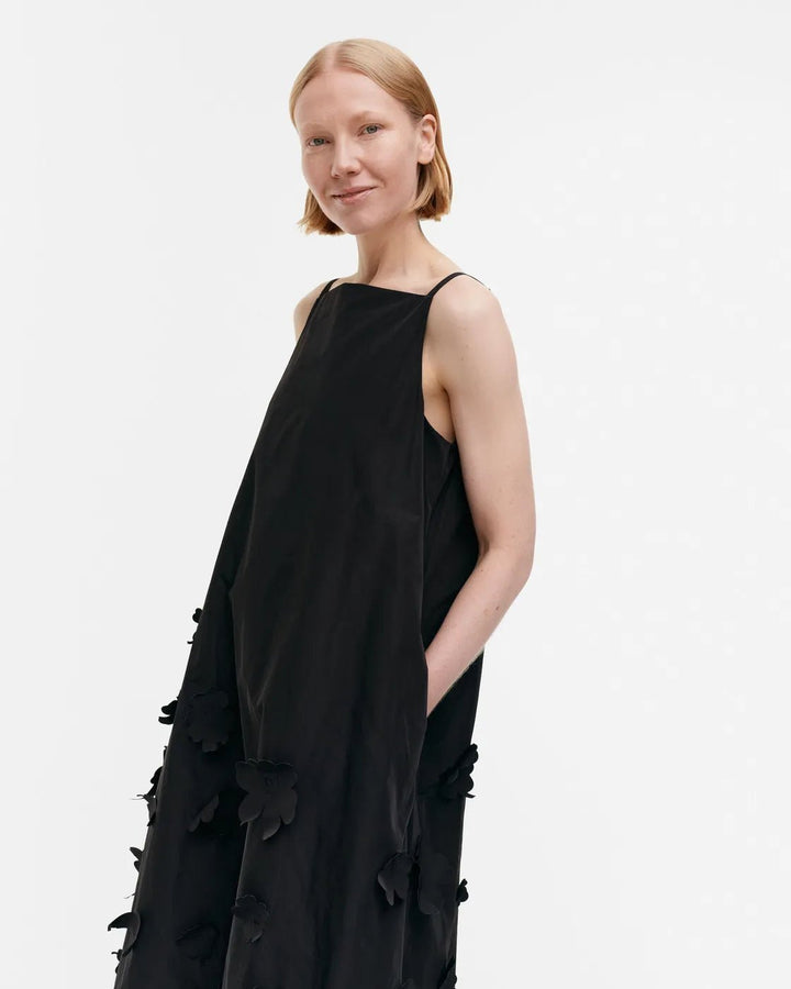 Marimekko | Juhlissa Unikko Sleeveless Tafetta Dress | Black - pirkko. Marimekko