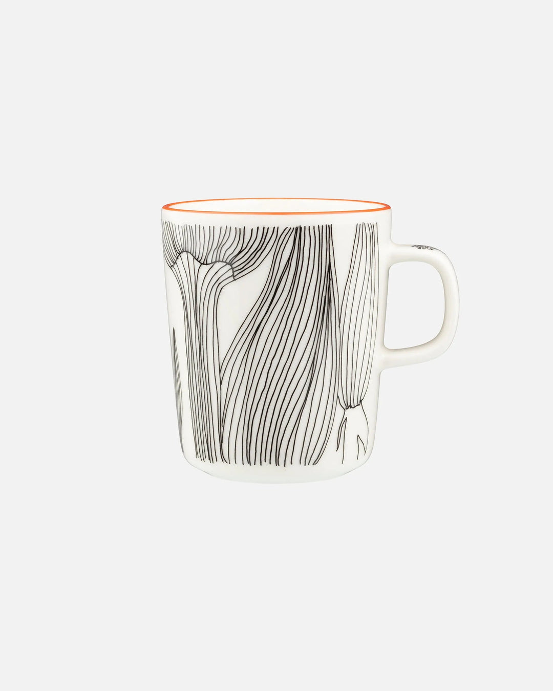 Marimekko | Kukat Puhkeavat Mug | 8.5oz | White, Black, Orange - pirkko. Marimekko