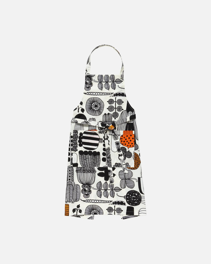 Marimekko | Puutarharin Parhaat Apron | White, Black, Orange - pirkko. Marimekko