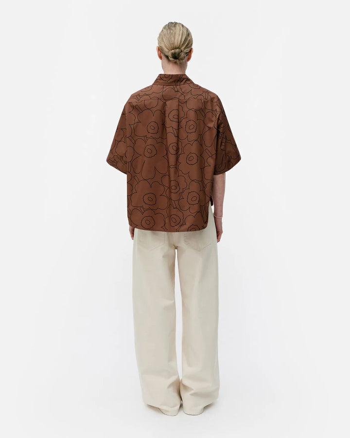 Marimekko | Standardi PiirtoCropped Poplin Shirt | Brown, Black - pirkko. Marimekko