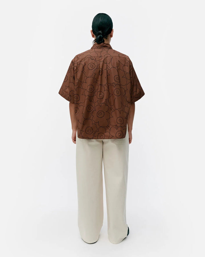 Marimekko | Standardi PiirtoCropped Poplin Shirt | Brown, Black - pirkko. Marimekko