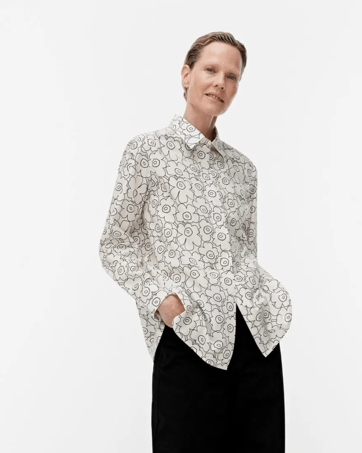 Marimekko | Tilla Piirto Unikko Poplin Shirt | White, Black - pirkko. Marimekko