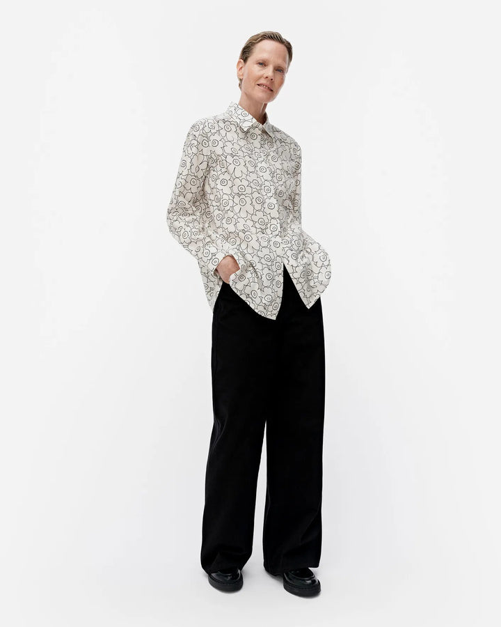 Marimekko | Tilla Piirto Unikko Poplin Shirt | White, Black - pirkko. Marimekko