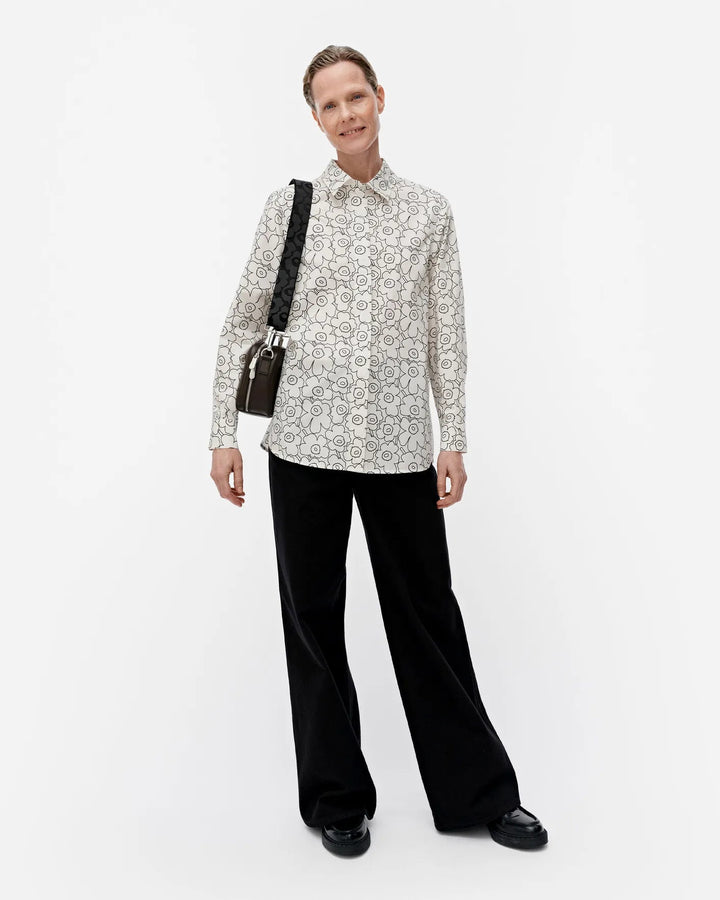 Marimekko | Tilla Piirto Unikko Poplin Shirt | White, Black - pirkko. Marimekko