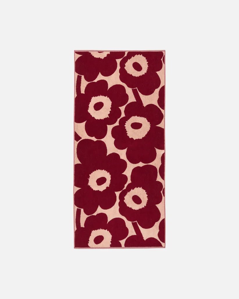 Marimekko | Unikko Bath Towel | 28x59" | Pink, Dark Cherry - pirkko. Marimekko