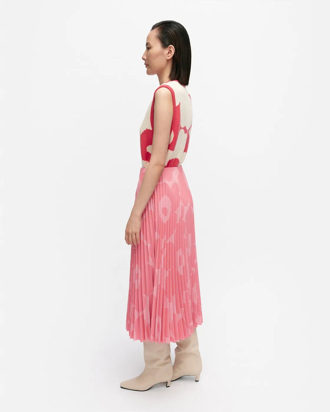 Myy Unikko Pleated Skirt | Pink/Coral - pirkko. Marimekko