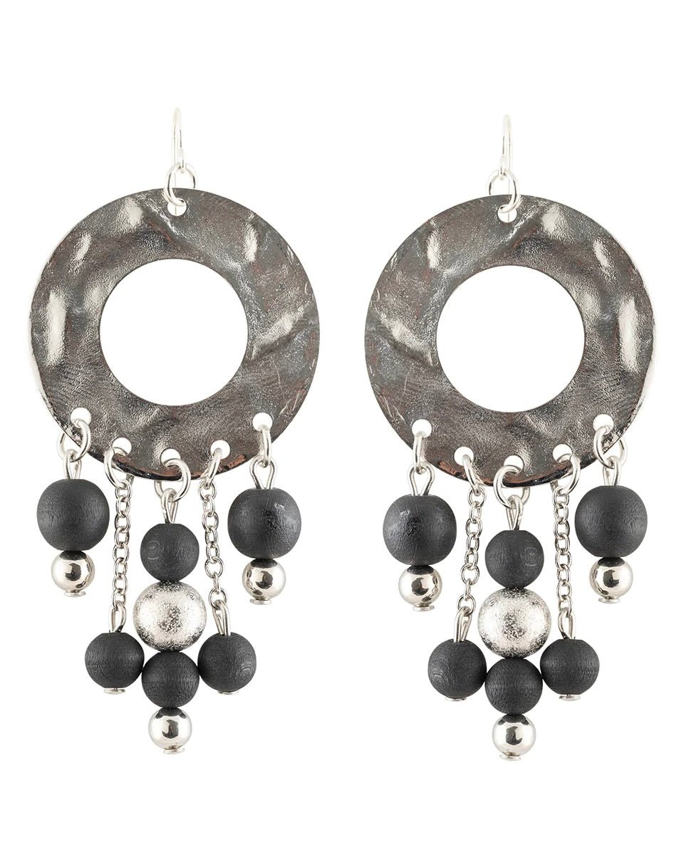 Paula Earrings, Silver/ Black - pirkko. Aarikka