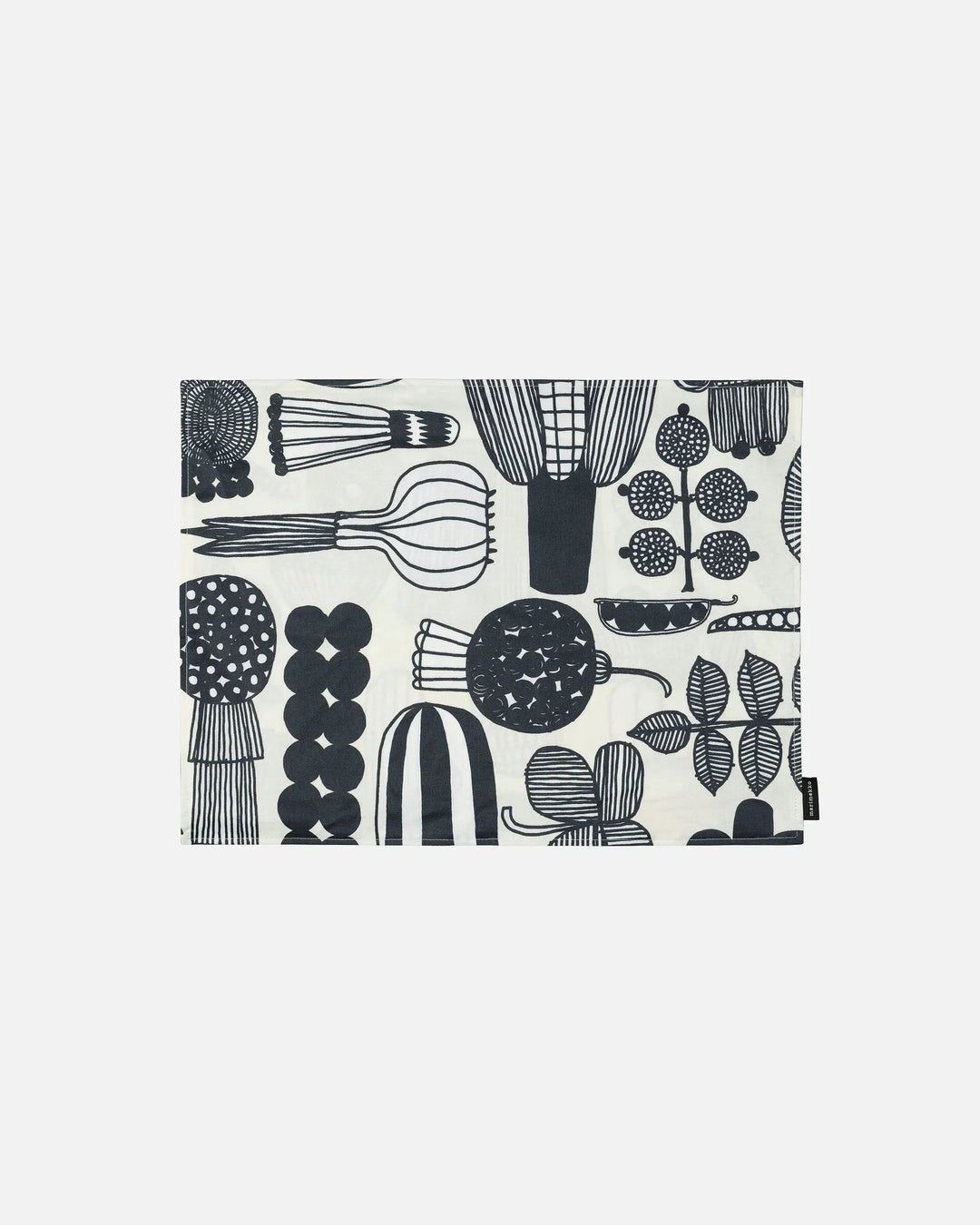 Puutarharin Parhaat Acrylic - coated Cotton Placemat | 12.75 x 17" | White, Black, Orange - pirkko. Marimekko