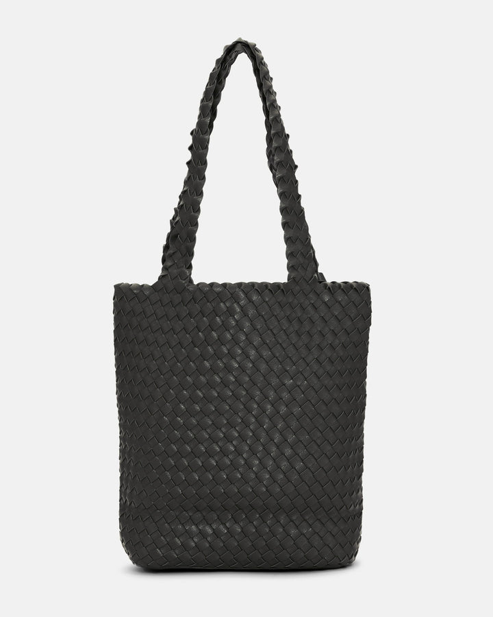 Reversible Mini Woven Tote, Black /Gunmetal - pirkko. ILSE JACOBSEN