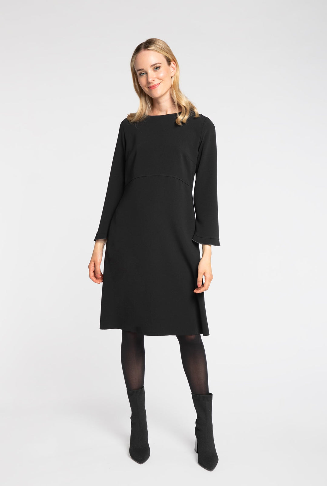 Rixi Long Sleeve Crepe Dress, Black - pirkko. Kuusama