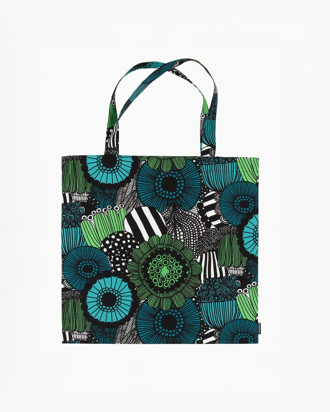 Siirtolapuutarha Cotton Bag. Black/Green/Turq - pirkko. Marimekko